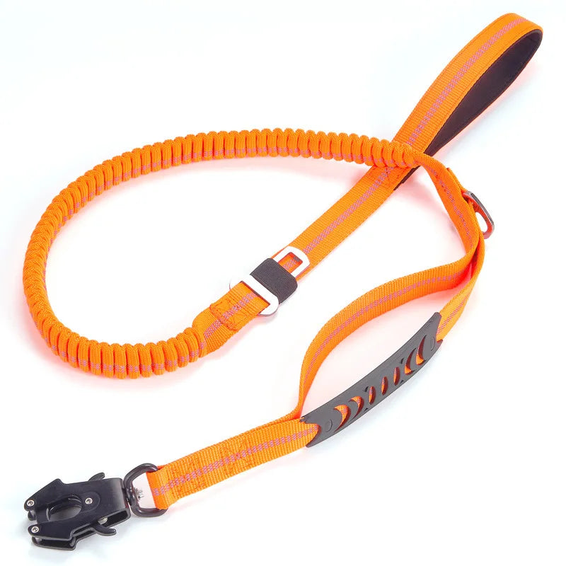 Heavy Duty Tactical Bungee Dog Leash with 2 Handles – K9 Training & Walking Leash for Large Dogs