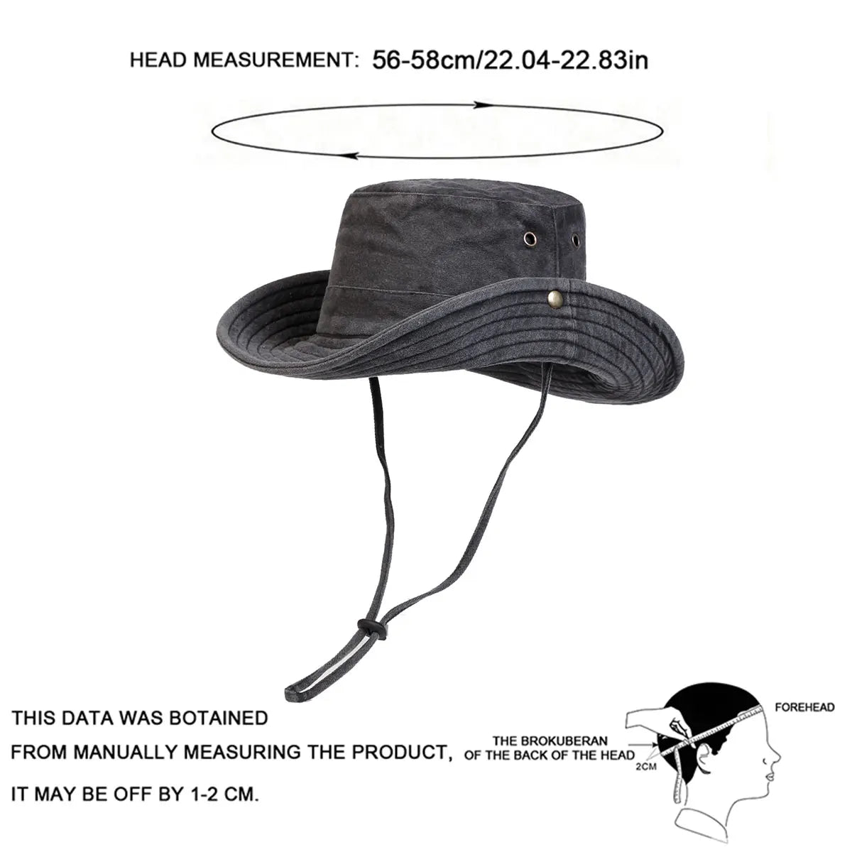 Unisex Outdoor Sun Hat with Chin Strap – Wide Brim UV Protection Fishing Hat, Hiking & Men’s Summer Sun Hats