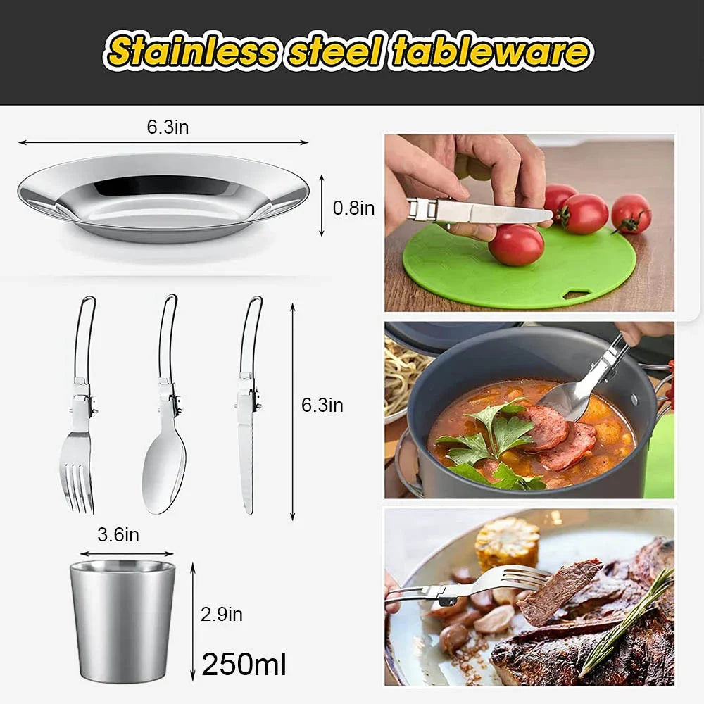 Portable Camping Cookware Set – Lightweight Non-Stick Outdoor Cooking Kit for Hiking & Backpacking