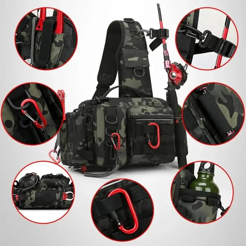 Fishing Backpack with Rod Holder – Waterproof Tactical Tackle Bag
