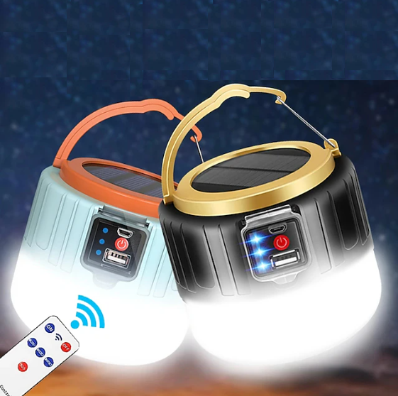 Camping Light – USB & Solar Rechargeable Tent Lantern with Remote | 60W Outdoor LED