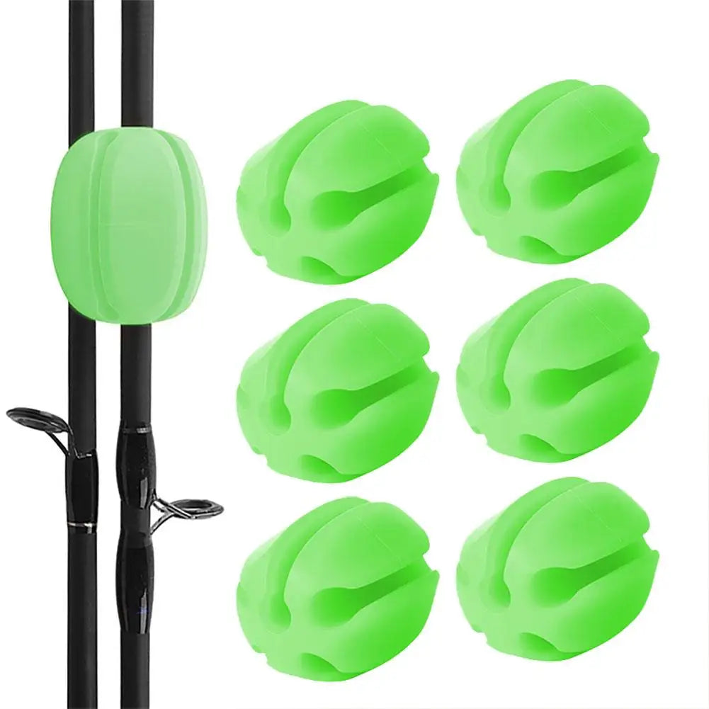 Silicone Fishing Rod Holder Set – 6pcs Soft Rubber Straps for Rod Protection & Storage