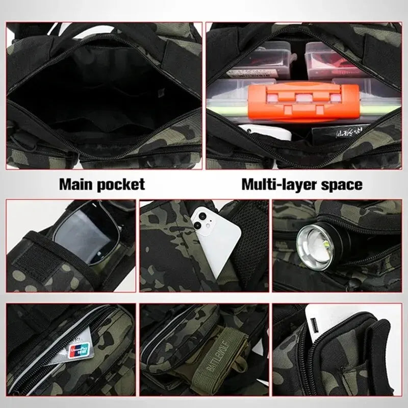 Fishing Backpack with Rod Holder – Waterproof Tactical Tackle Bag
