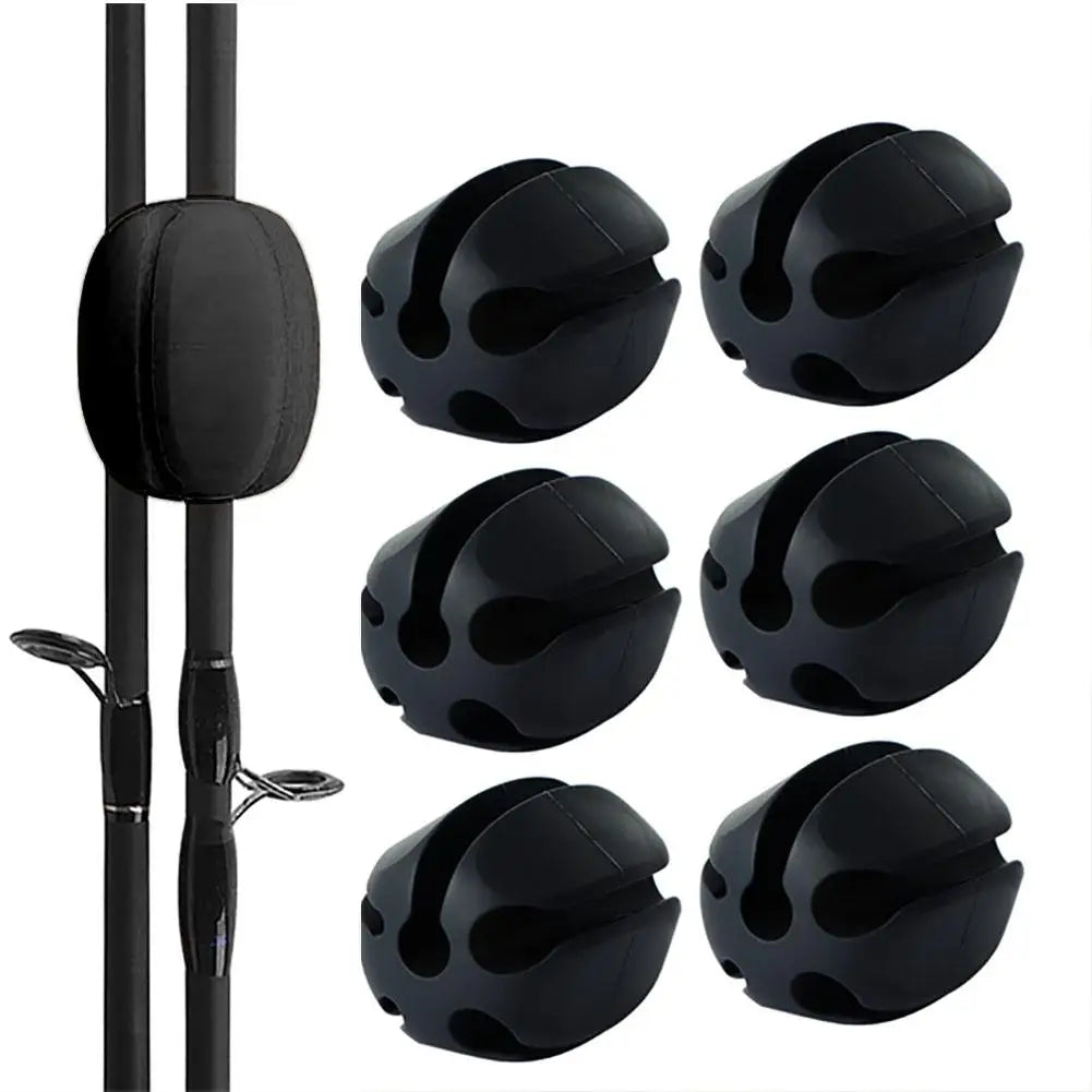 Silicone Fishing Rod Holder Set – 6pcs Soft Rubber Straps for Rod Protection & Storage