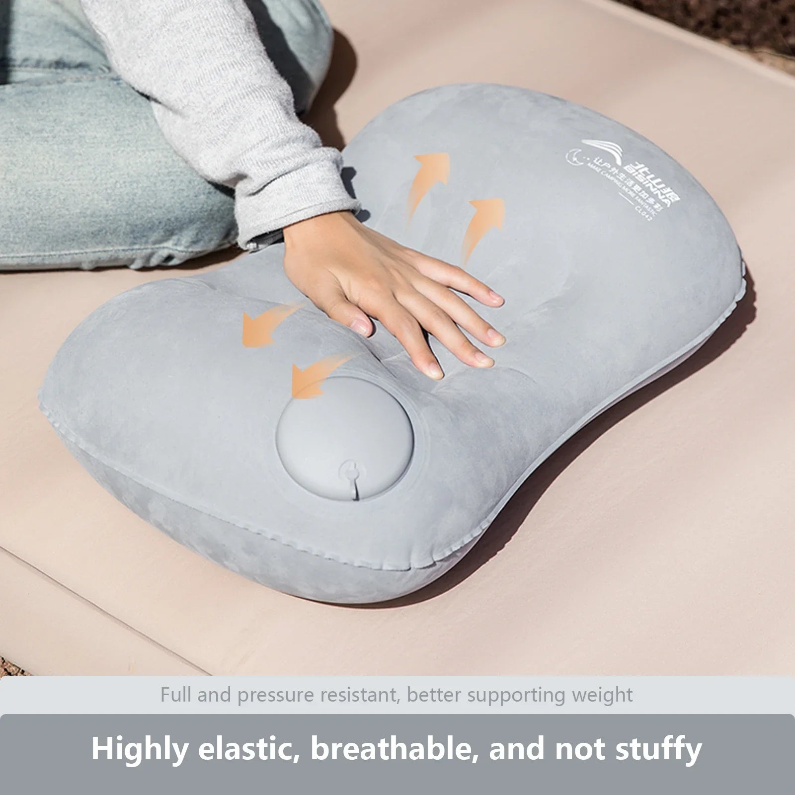 Inflatable Camping Pillow with Built-In Pump – Ultralight Backpacking Travel Pillow for Neck & Lumbar Support