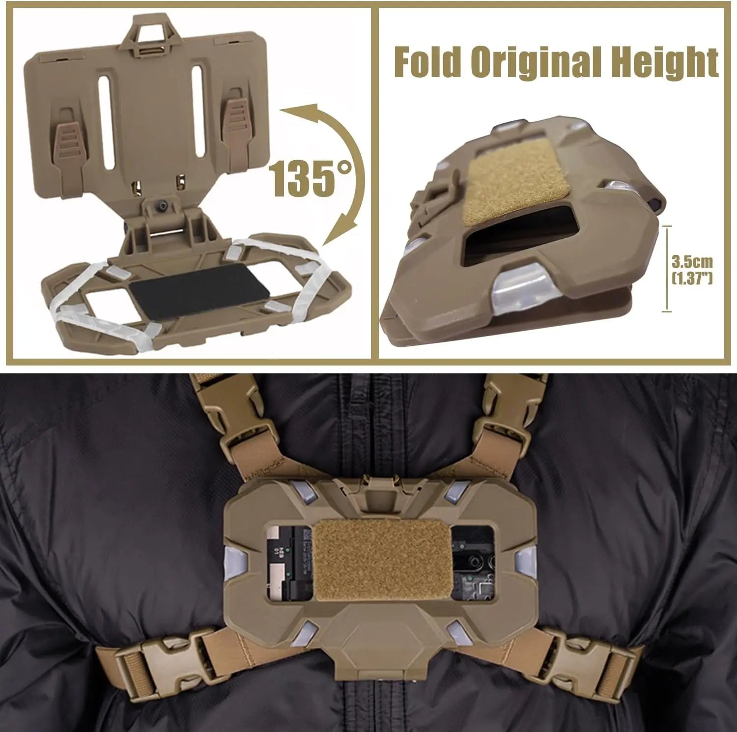 Chest Phone Mount for Tactical Vest - MOLLE Navigation Board Phone Holder