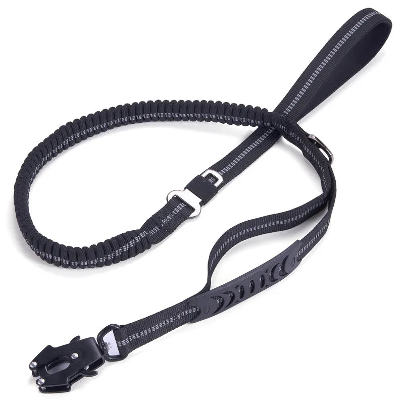 Heavy Duty Tactical Bungee Dog Leash with 2 Handles – K9 Training & Walking Leash for Large Dogs