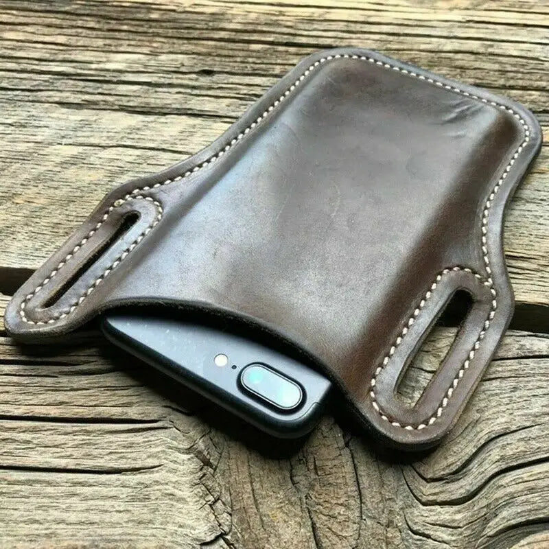 Leather Phone Holster for Men – Belt Clip Cell Phone Holster Pouch for iPhone & Smartphones