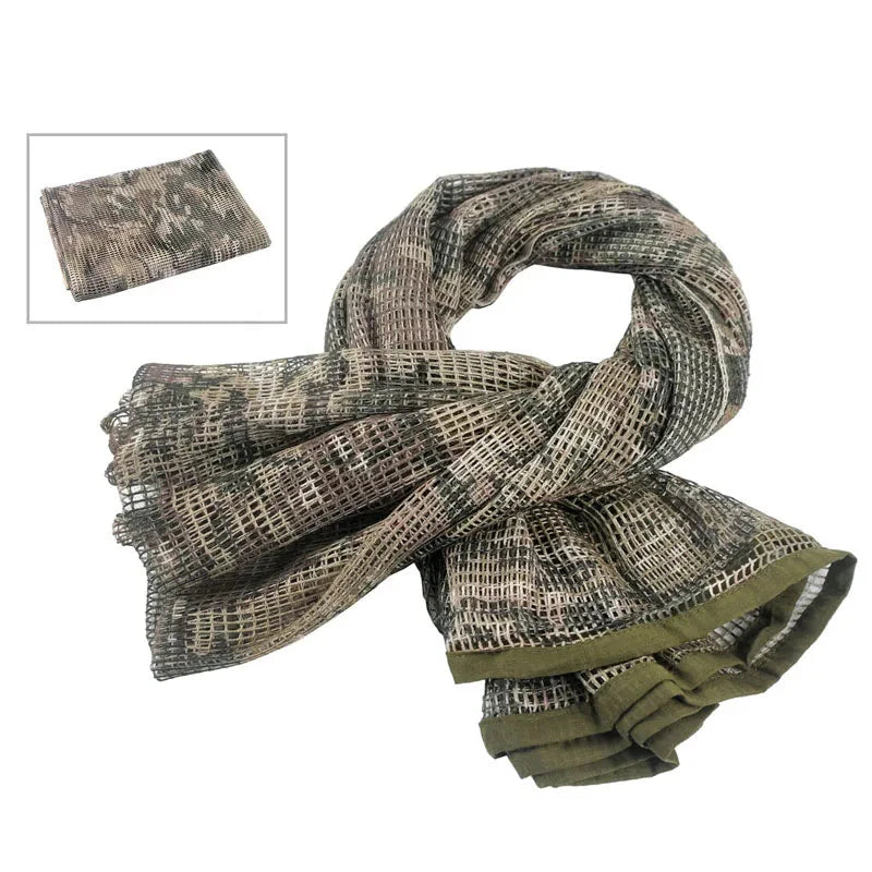 Camo Mesh Tactical Scarf – Breathable Multi-Use Outdoor & Concealment Gear