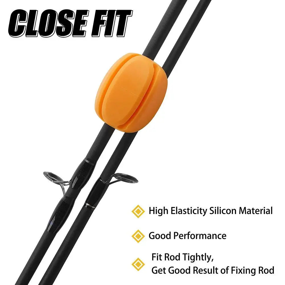 Silicone Fishing Rod Holder Set – 6pcs Soft Rubber Straps for Rod Protection & Storage