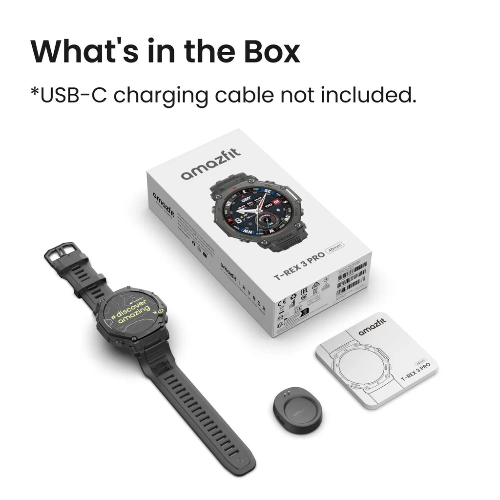 Amazfit T-Rex 3 Pro Outdoor Smart Watch 44Mm Sapphire AMOLED Display with Flashlight, Ti Bezel, Dual Band GPS, Offline Maps, 17 Days Battery, 10 ATM, 180+ Sports Mode for Android & Iphone, Black