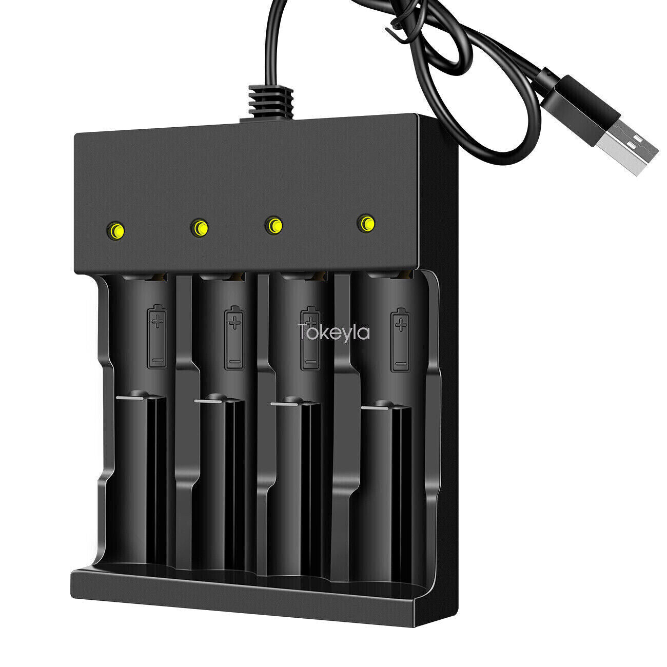 Universal Smart Charger – 4 Bay USB/DC Charger for 18650, 26650 & Li-ion Rechargeable Batteries