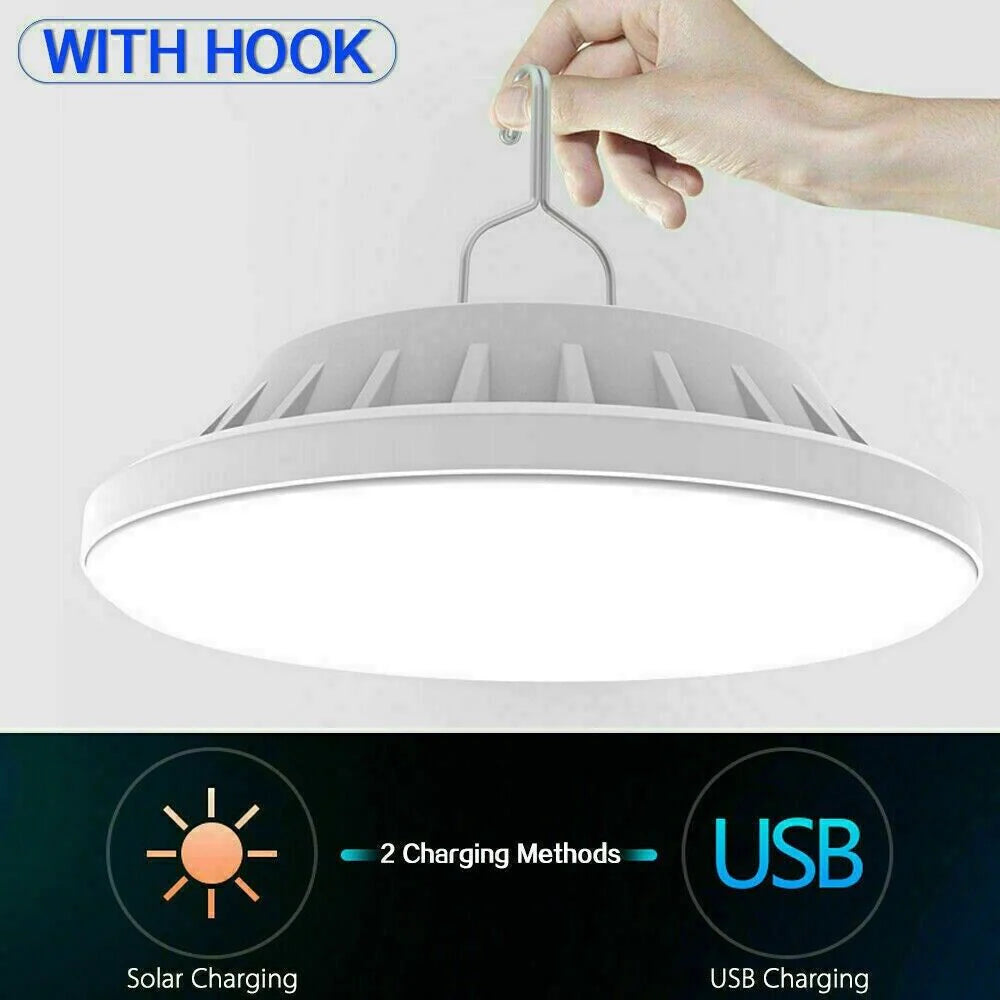 Outdoor Camping Tent Light with 60 LED, Rechargeable USB & Solar Powered - Ideal for Hiking