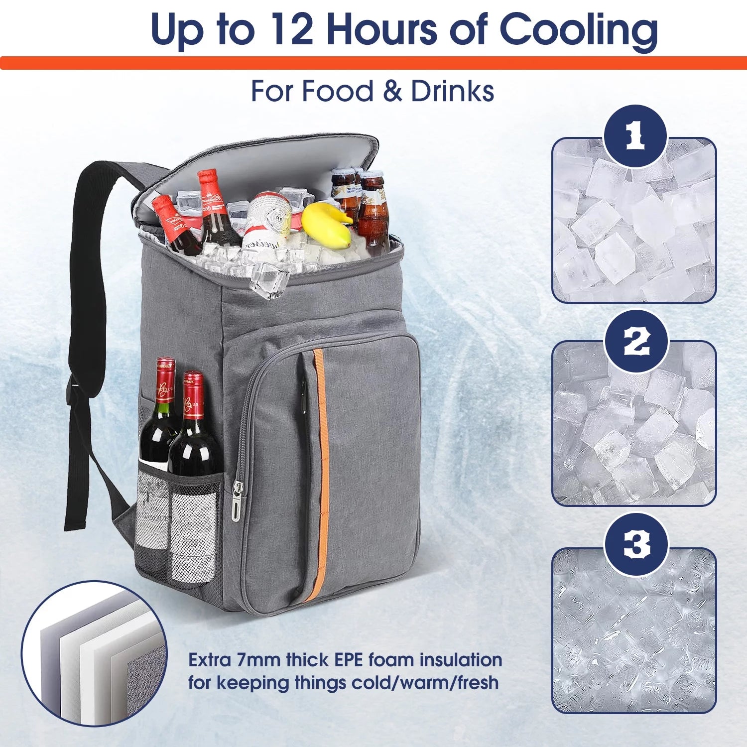 Insulated Leak Proof Waterproof Cooler Backpack - Gray