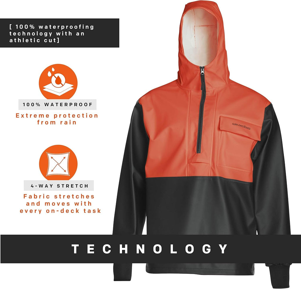 Grundens Men's Neptune Commercial Fishing Pullover Anorak - Waterproof and Adjustable