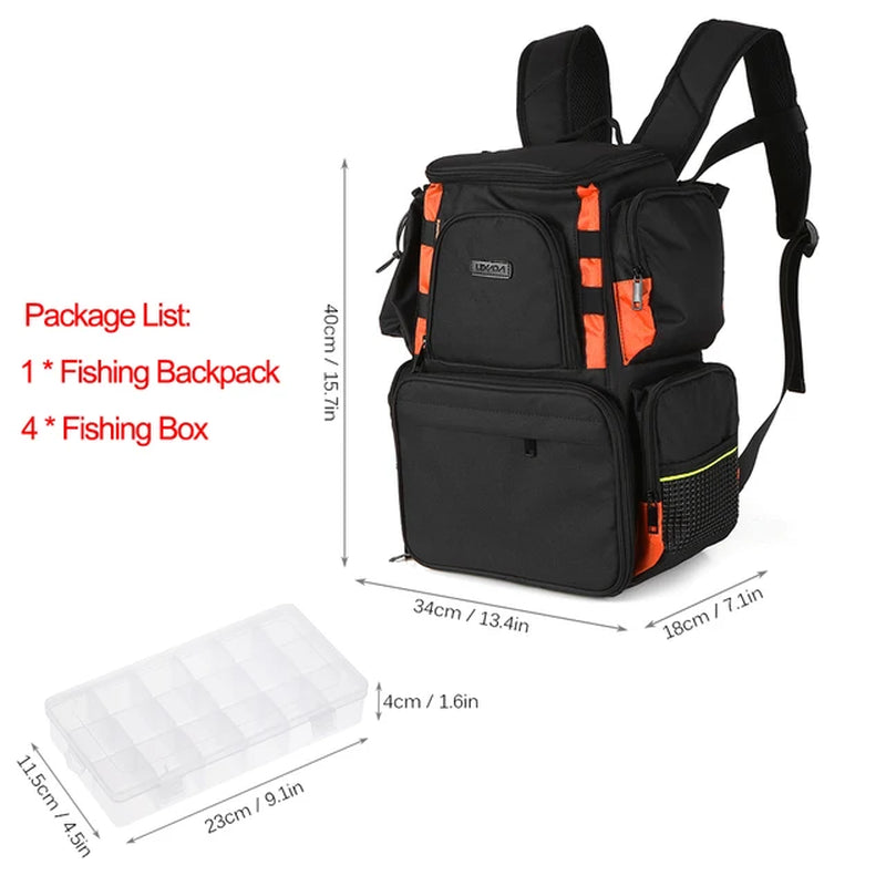 Lixada Waterproof Fishing Backpack with Adjustable Straps and Tackle Storage Bag + Tackle Boxes