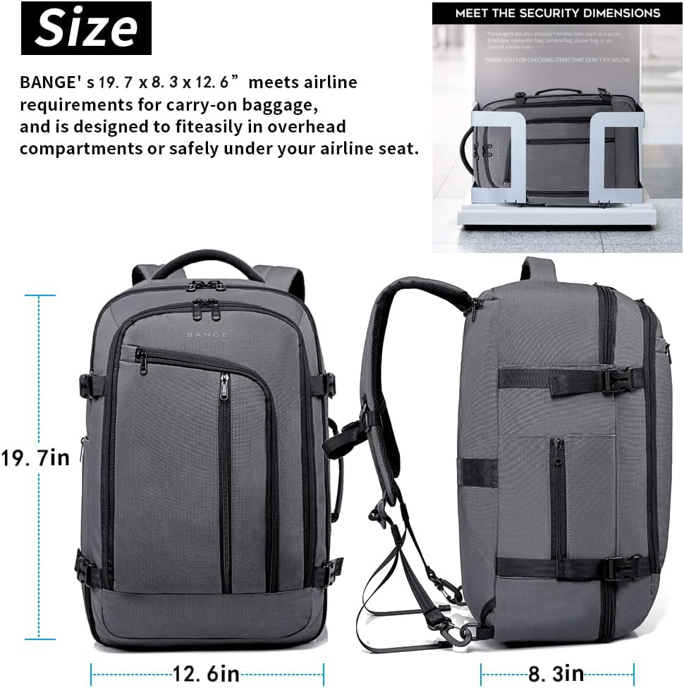 40-Liter FAA Flight Approved Travel Overnight Weekender Backpack in Grey