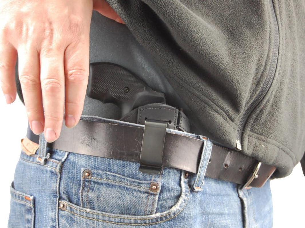 Black Leather Inside-the-Waistband Holster for 2 Snub Nose .38/.357 Revolvers