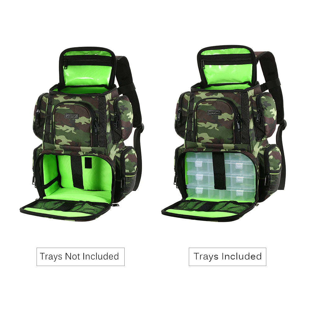 Lixada Waterproof Fishing Backpack with Adjustable Straps and Tackle Storage Bag + Tackle Boxes