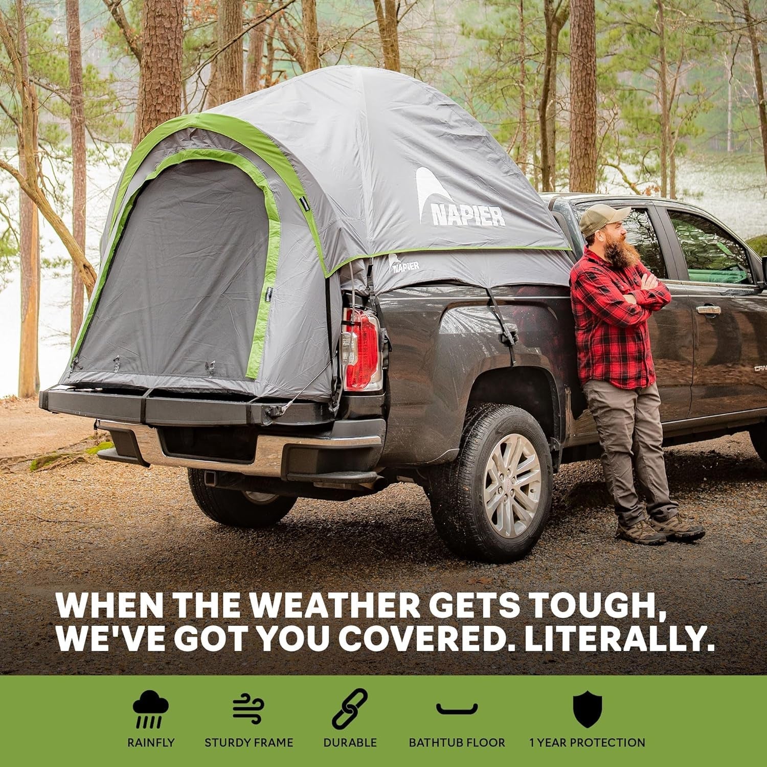 Backroadz Truck Bed Camping Tent with Waterproof Coating - Comfortable and Spacious 2 Person Tent for Full Size and Long Beds