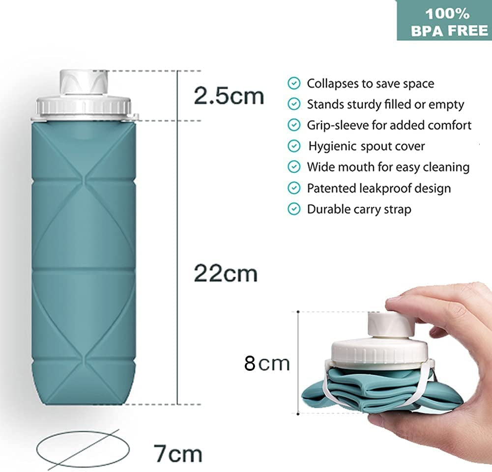 Collapsible Reusable Silicone Water Bottles with Valve for Hiking