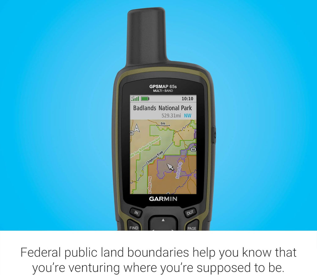 Garmin GPSMAP 65S, Button-Operated Handheld with Altimeter and Compass, Expanded Satellite Support and Multi-Band Technology, 2.6" Color Display