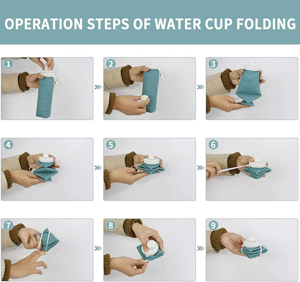 Collapsible Reusable Silicone Water Bottles with Valve for Hiking