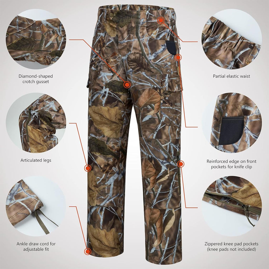 Men's Stretch Hunting Pants with Water-Resistant Camo Design