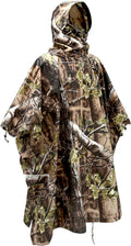 Hooded Waterproof Camouflage Rain Poncho with Blind Pattern for Outdoor Activities