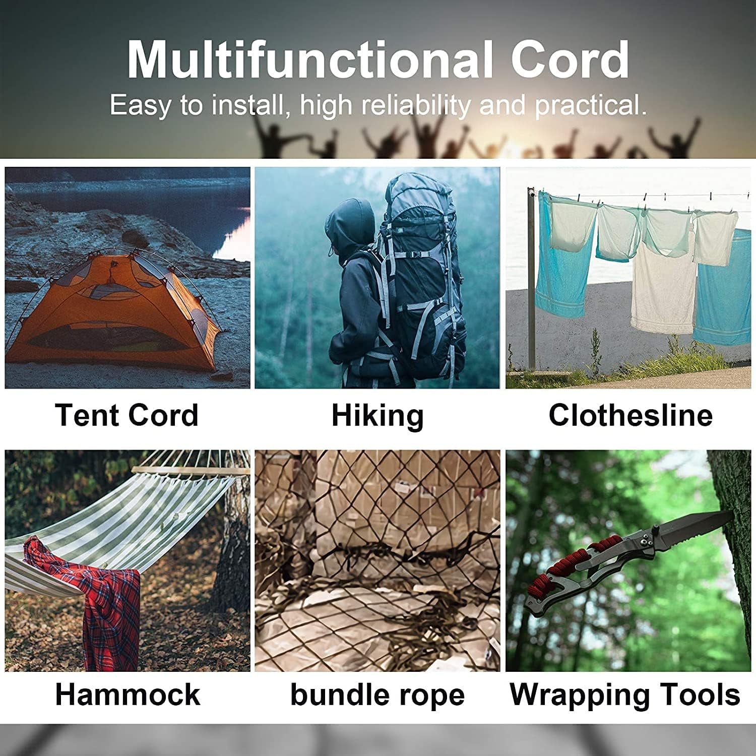 Mil-Spec 650 Paracord with 10-Strand Core Nylon Rope for Outdoor Emergency Survival