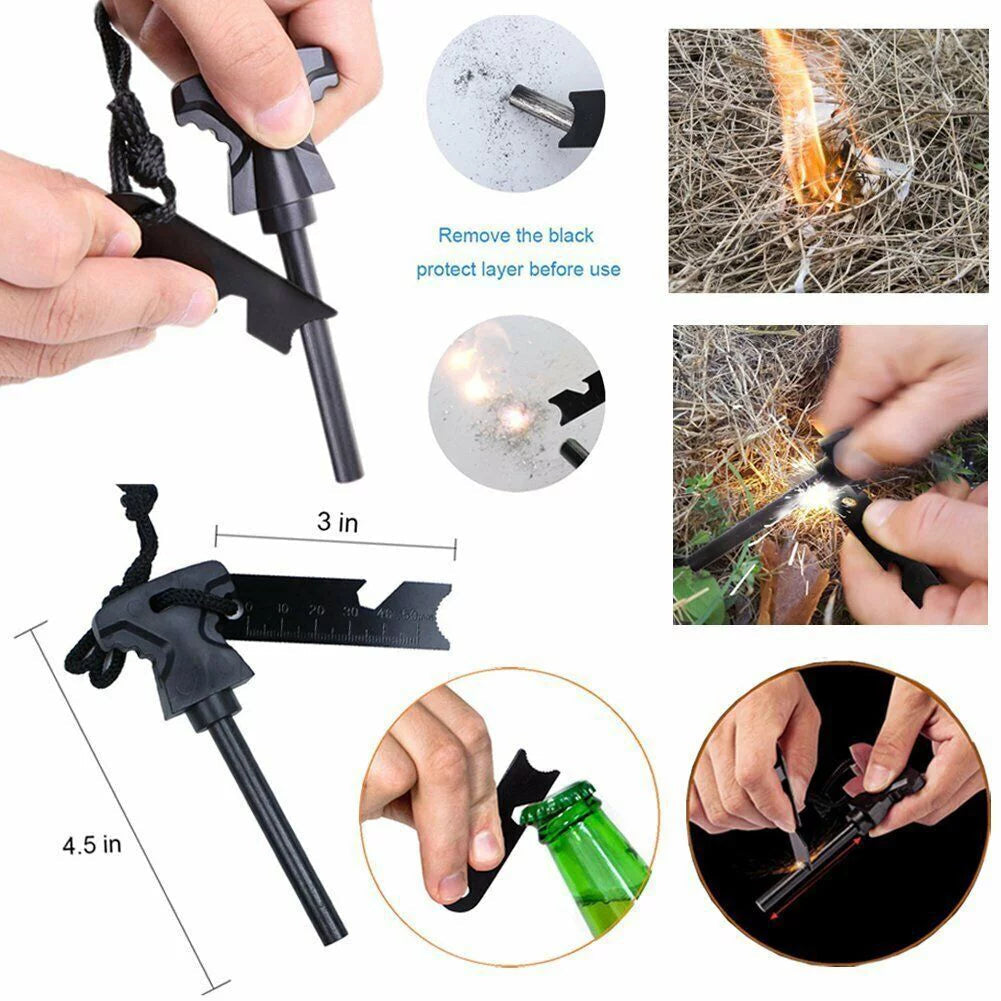 Outdoor Survival Kit - 12-in-1 Multifunction Emergency Equipment SOS and First Aid Gear Pack