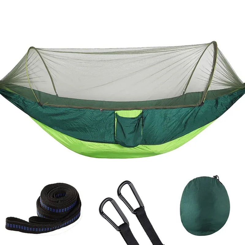 2023 Portable Camping Hammock with Mosquito Net and Pop-Up Light