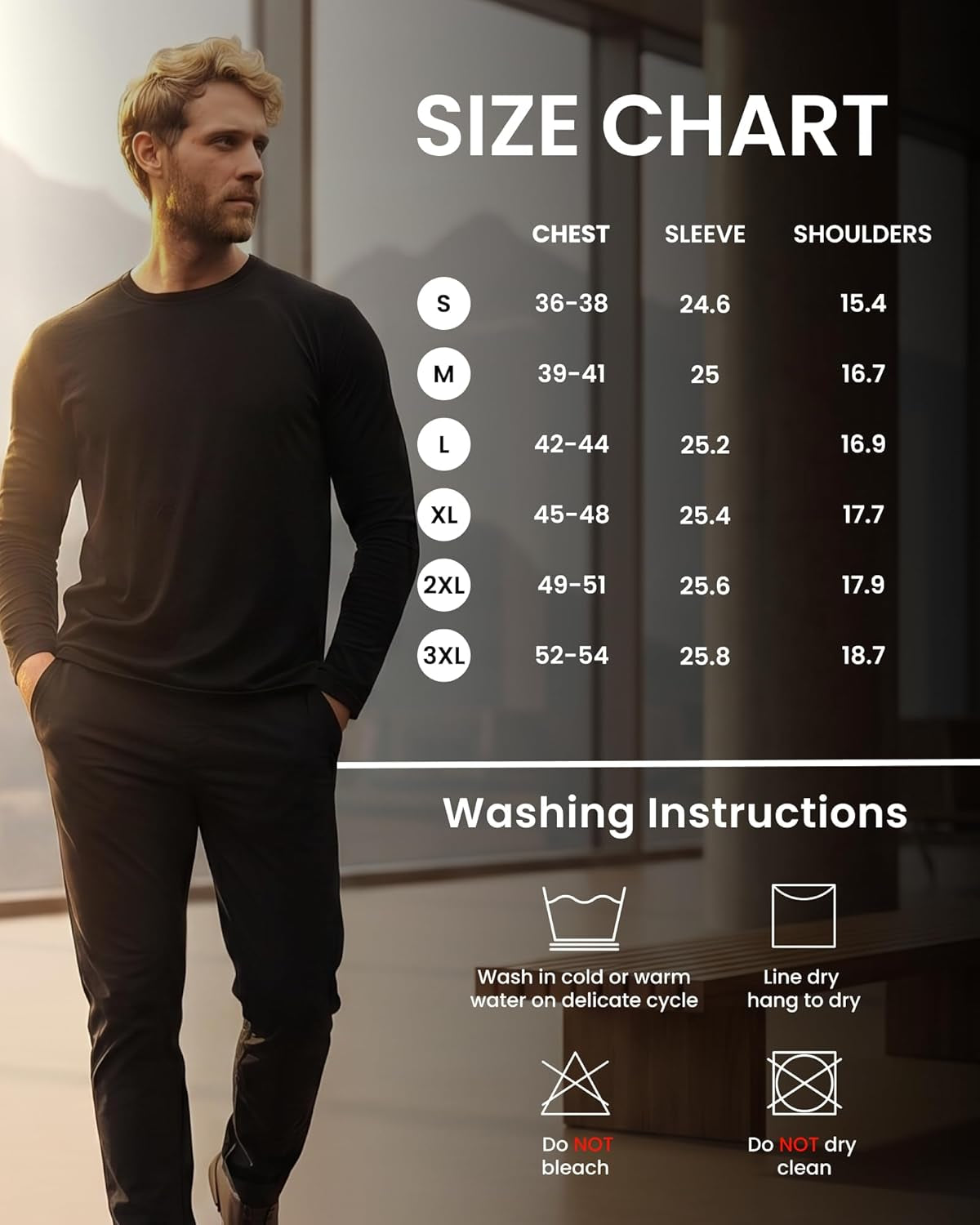 Merino.Tech Merino Wool Base Layer - Mens 100% Merino Wool Long Sleeve Thermal Shirts Heavyweight, Midweight, Lite with Socks