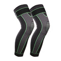 Compression Full Leg Sleeves with Knee Support - Green, X-Large (1 Pair)