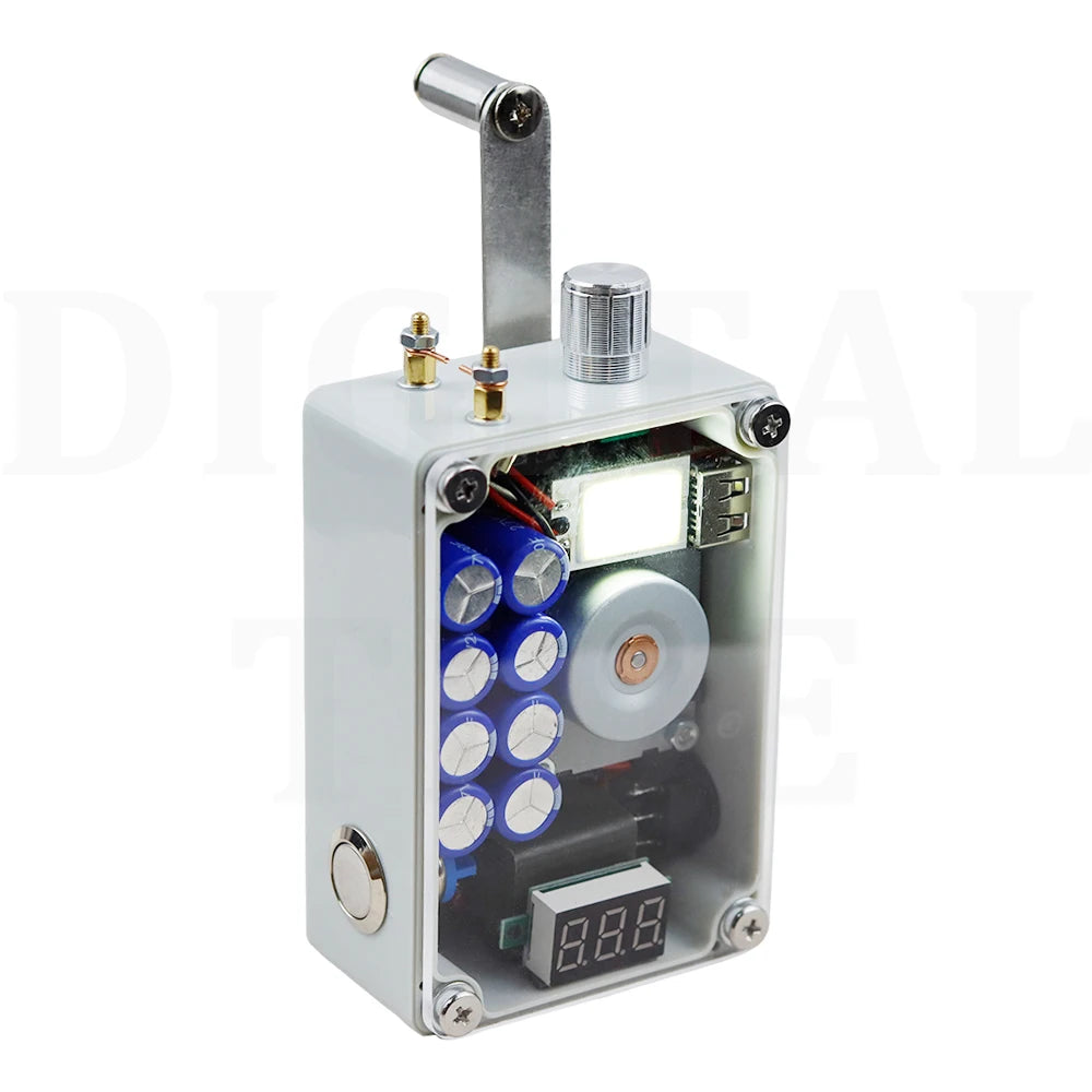 Hand Crank Generator, Portable Emergency USB Charger with COB Light and Lighter, Compact Survival Light Gear for Outdoor Camping