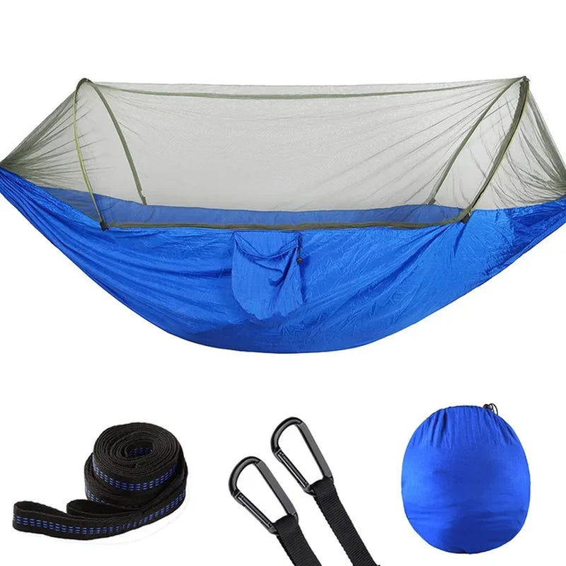 2023 Portable Camping Hammock with Mosquito Net and Pop-Up Light
