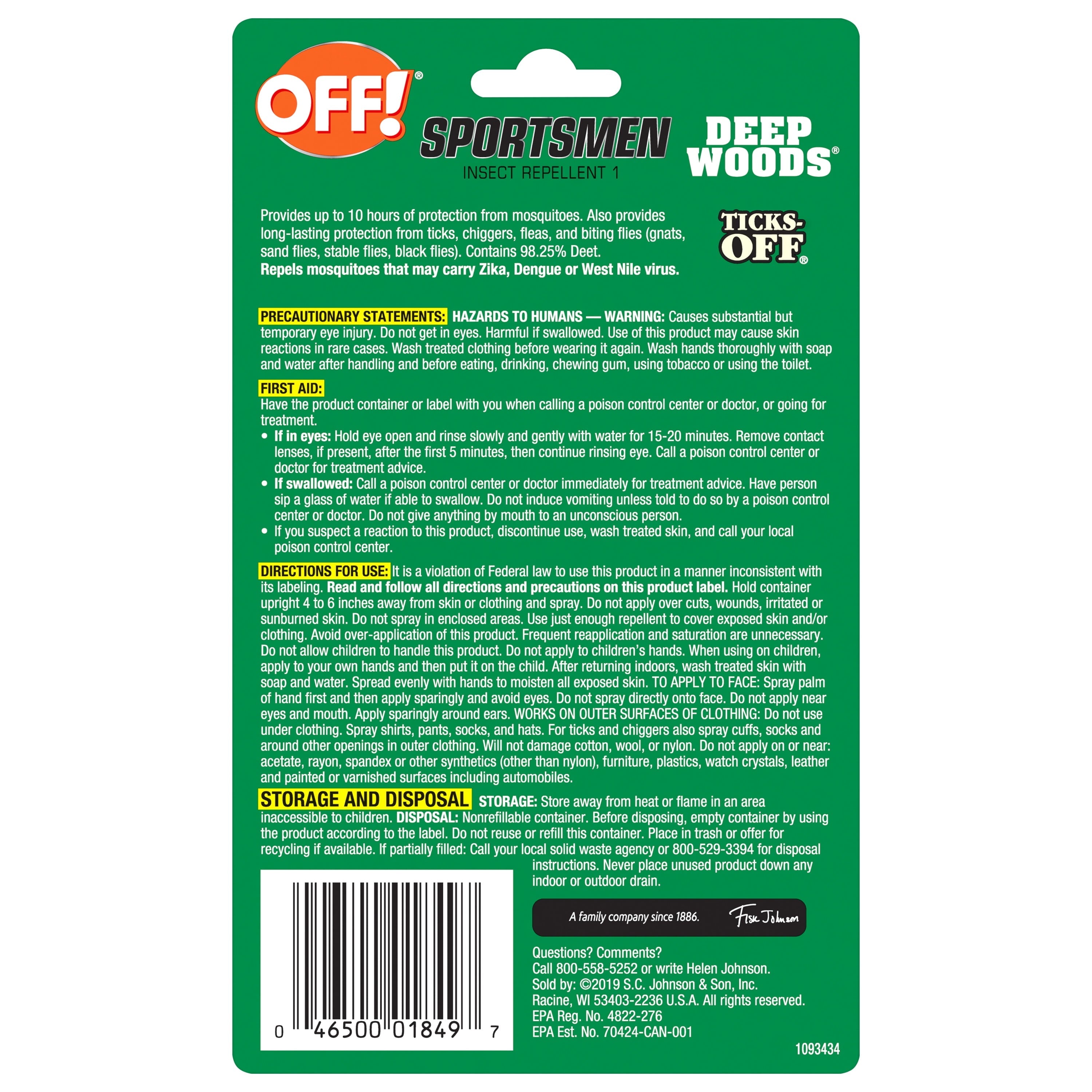 Mosquito and Insect Repellent Spray, 1 oz Pump