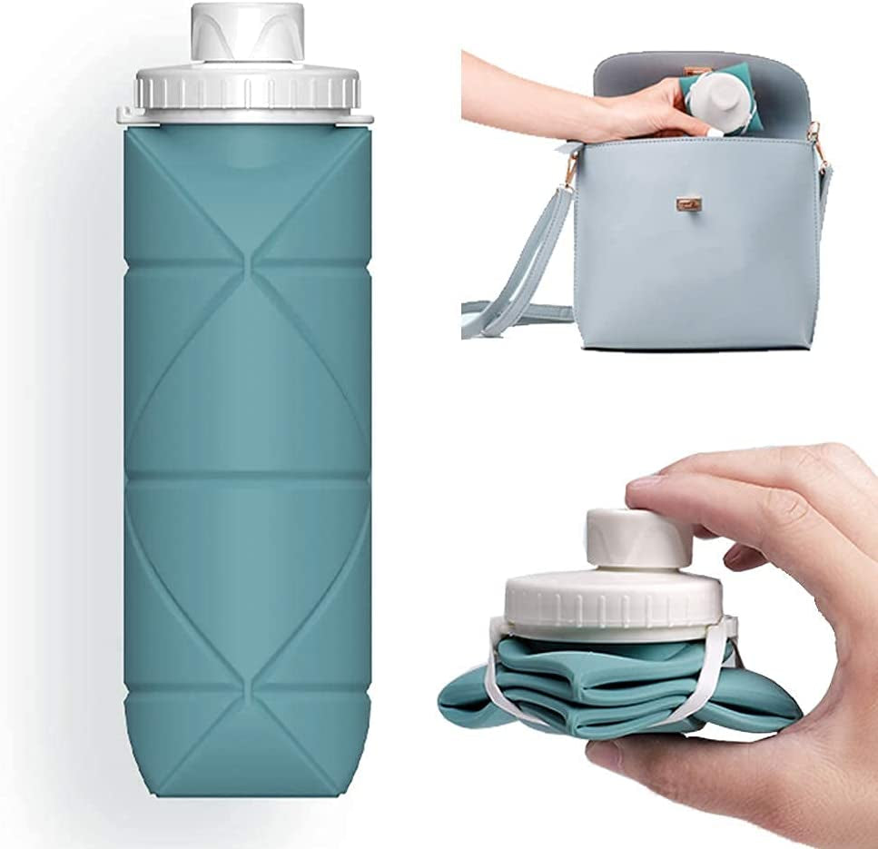 Collapsible Reusable Silicone Water Bottles with Valve for Hiking