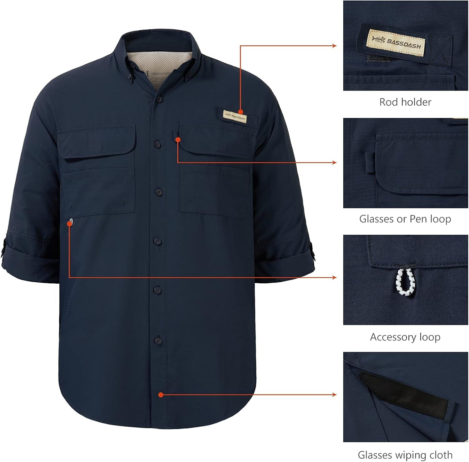 Men's UPF 50 Performance Fishing and Hiking Shirt with Long Sleeves and Quick Dry Technology