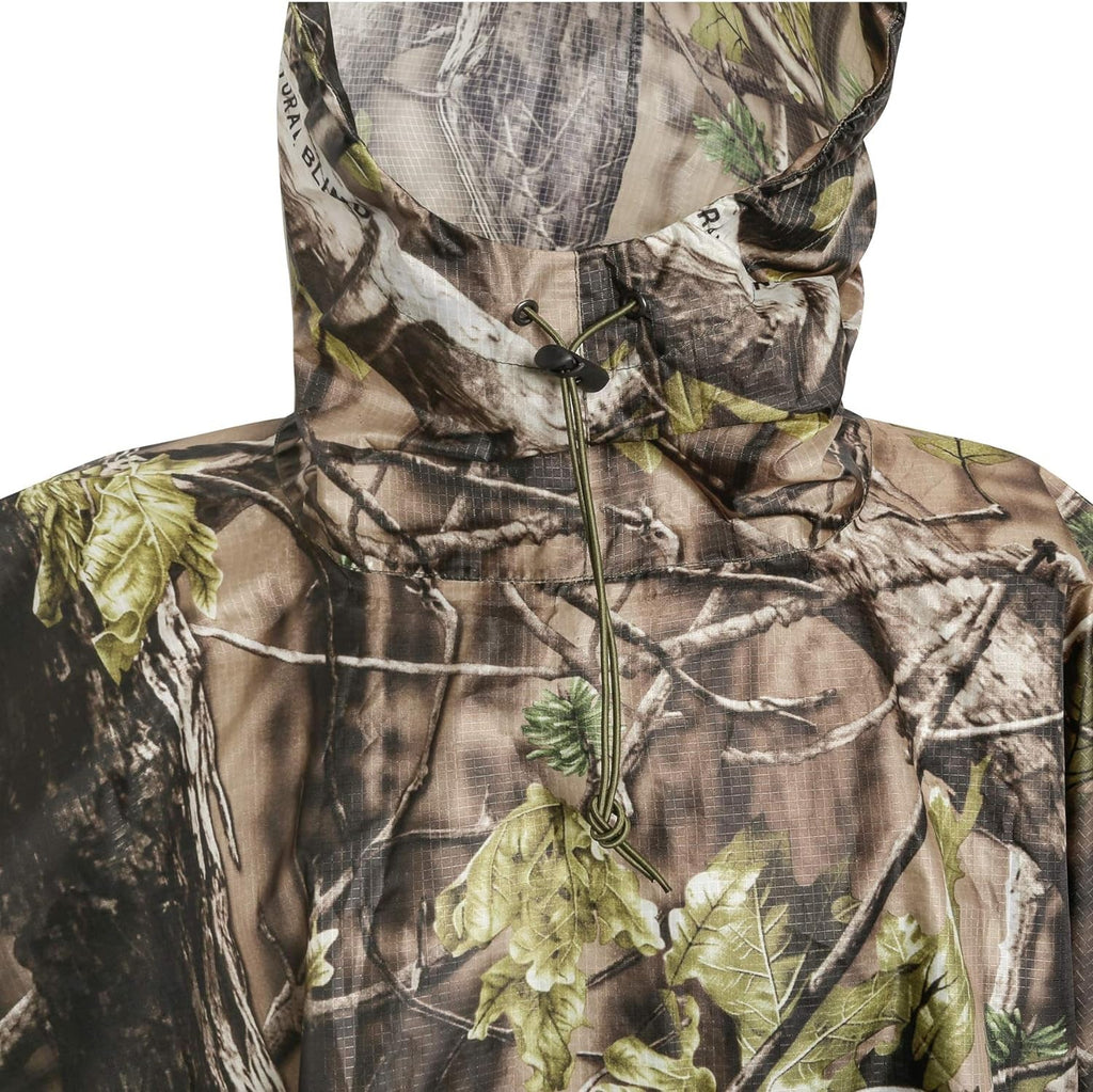Hooded Waterproof Camouflage Rain Poncho with Blind Pattern for Outdoor Activities