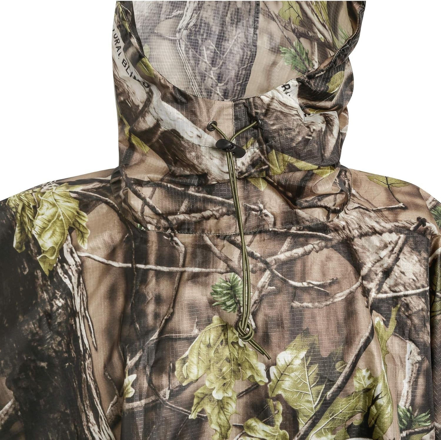 Hooded Waterproof Camouflage Rain Poncho with Blind Pattern for Outdoor Activities