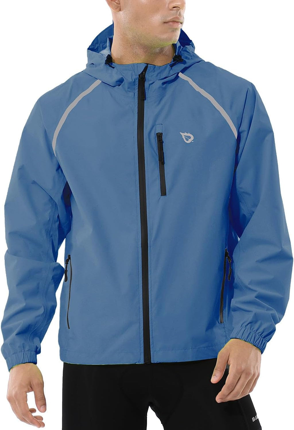 Baleaf Men'S Rain Jacket Waterproof Windbreaker Raincoat Running Cycling Hiking Gear Hood Lightweight Reflective Packable