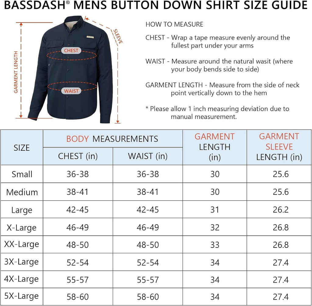 Men's UPF 50 Performance Fishing and Hiking Shirt with Long Sleeves and Quick Dry Technology