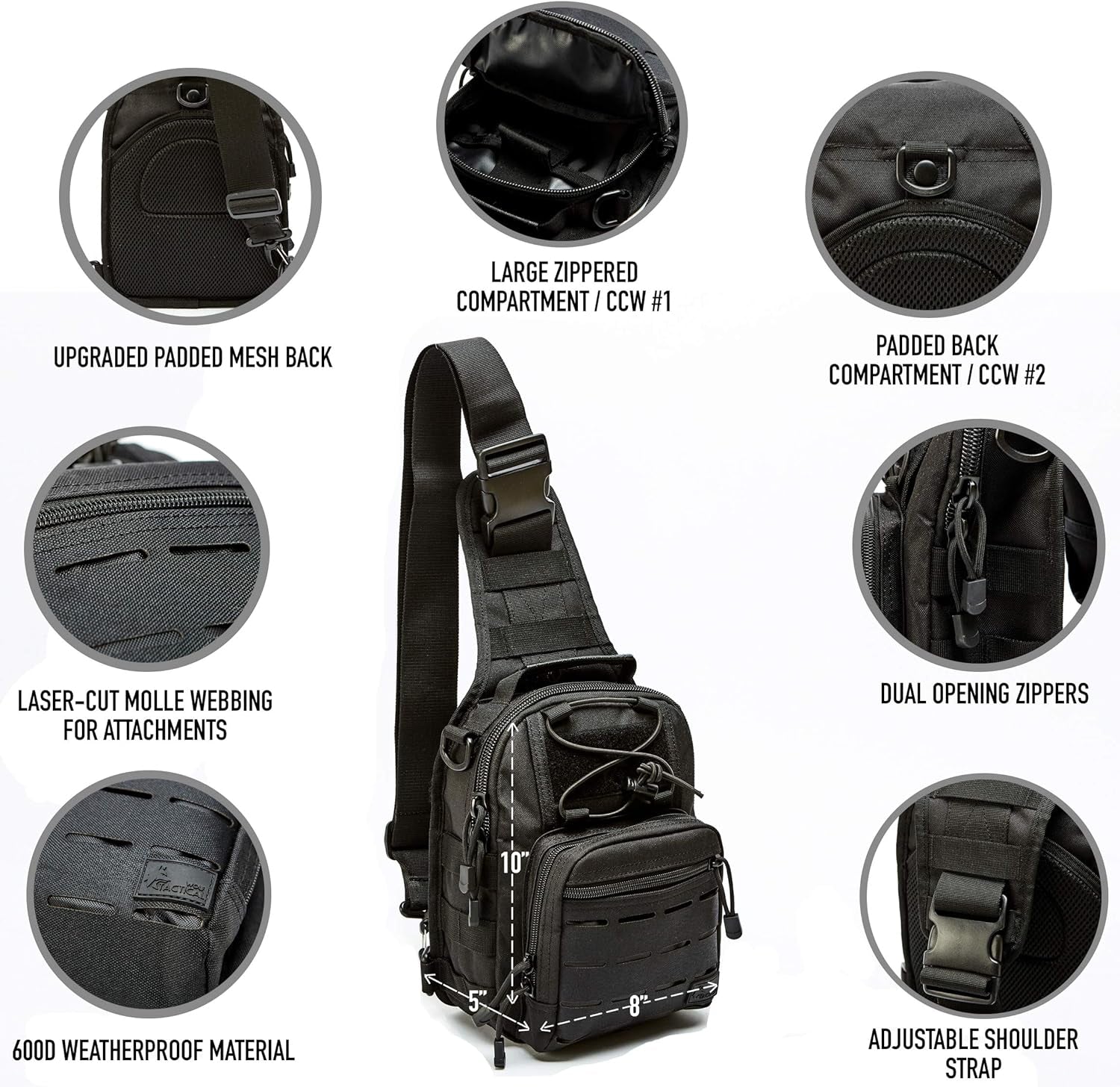 Concealed Carry Shoulder Bag for Range, Travel, Hiking, and Outdoor Sports