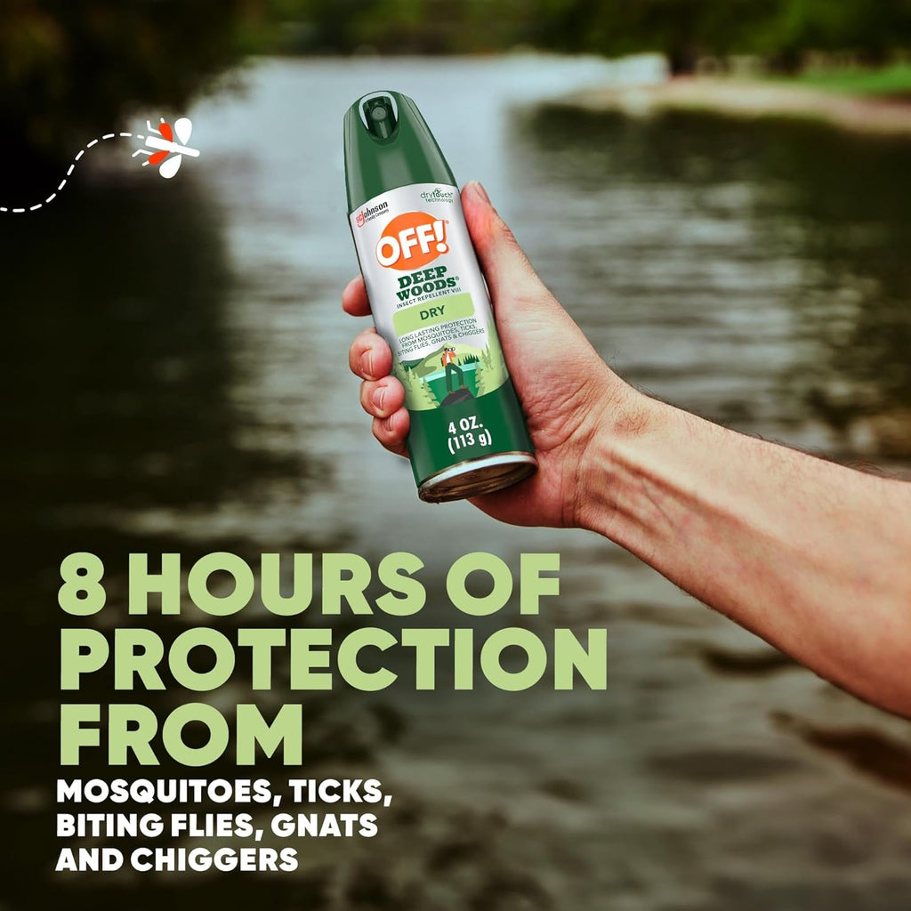 OFF! Deep Woods Insect Repellent Aerosol, Dry, Non-Greasy Formula, Bug Spray with Long Lasting Protection from Mosquitoes, 4 Oz, 2 Count