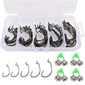 High-Carbon Steel Fish Hooks Set with Fishing Rod Bell and Storage Box - 100 Pieces, 5 Sizes