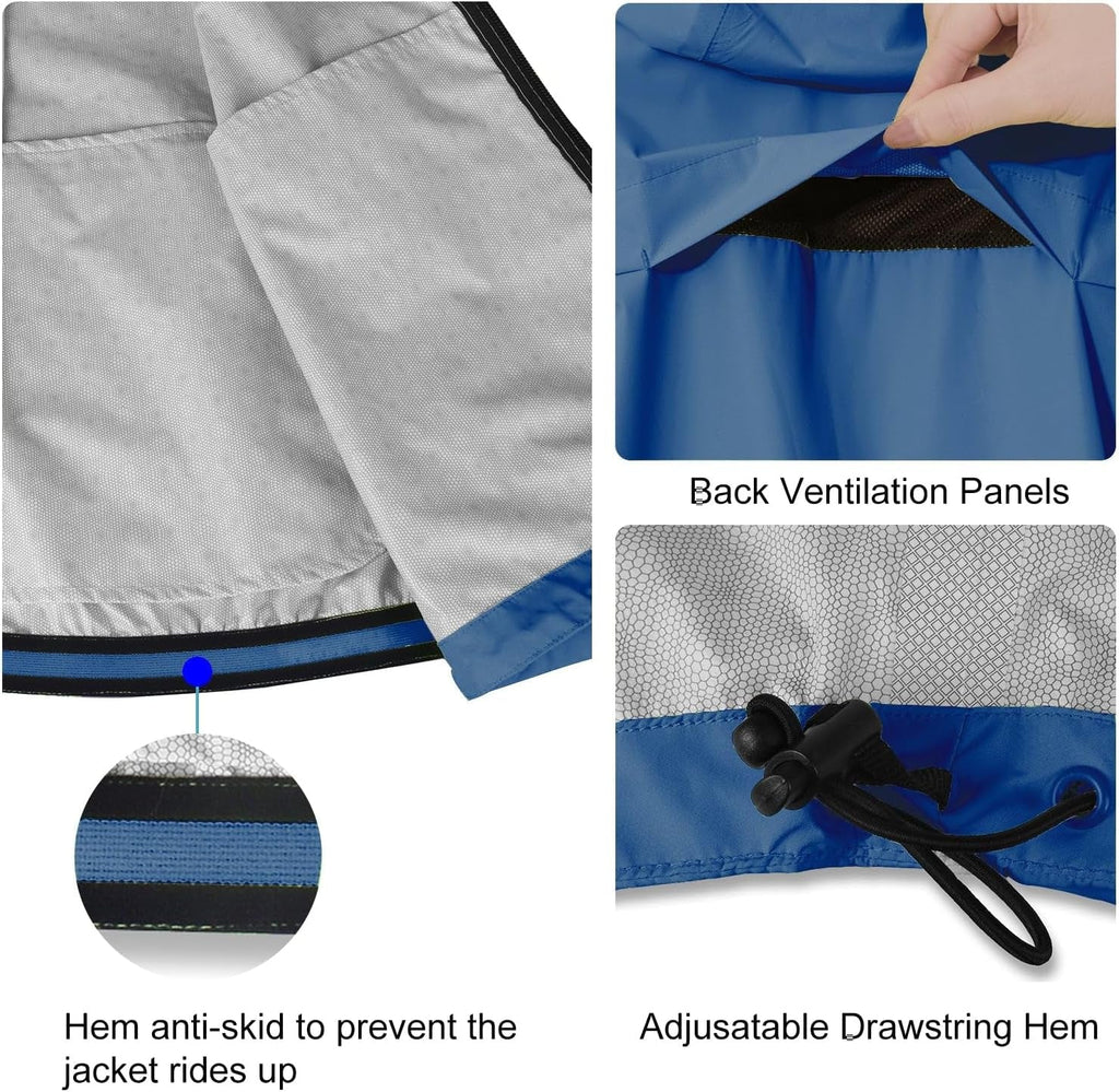 Baleaf Men'S Rain Jacket Waterproof Windbreaker Raincoat Running Cycling Hiking Gear Hood Lightweight Reflective Packable
