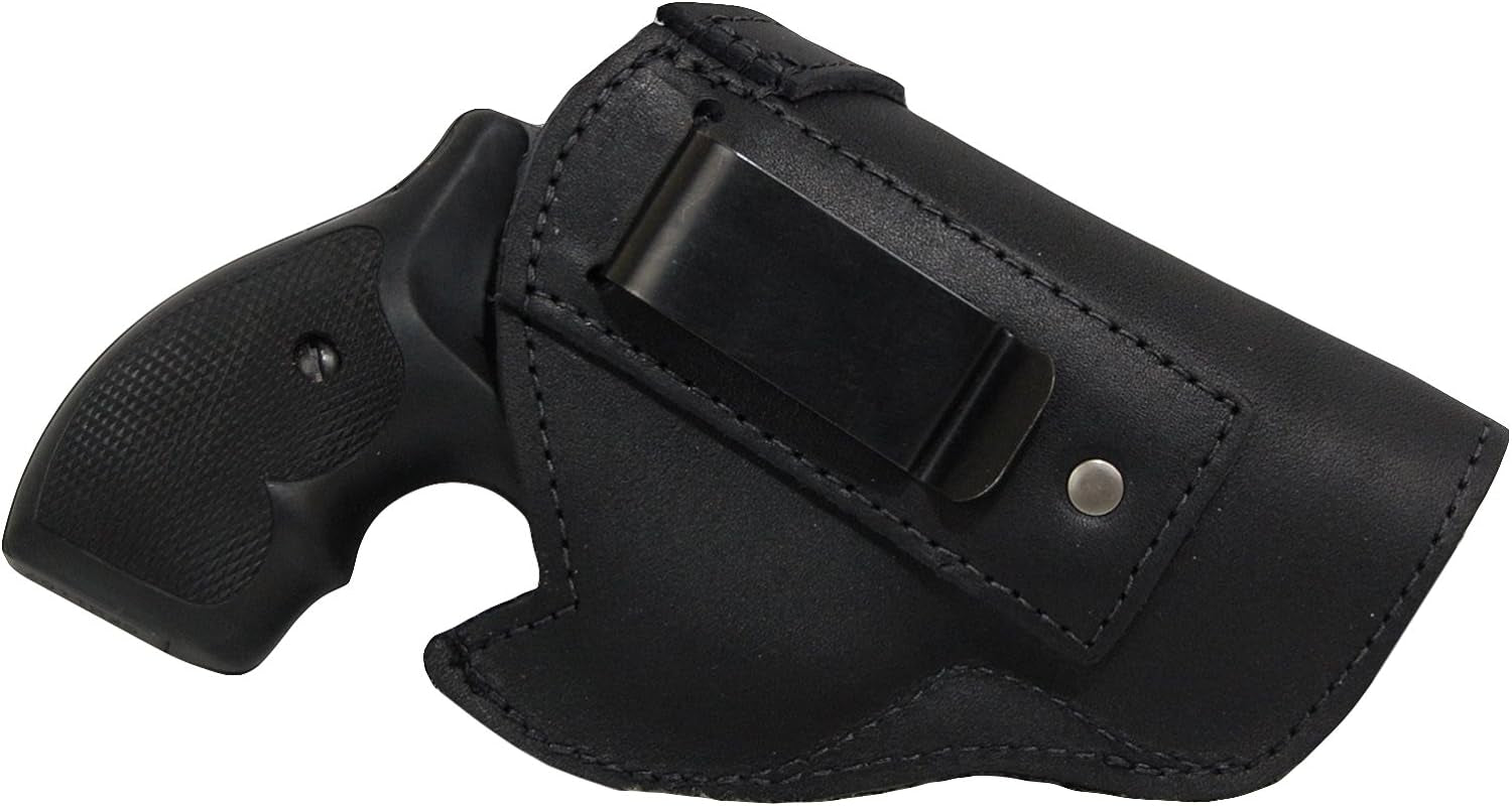 Black Leather Inside-the-Waistband Holster for 2 Snub Nose .38/.357 Revolvers