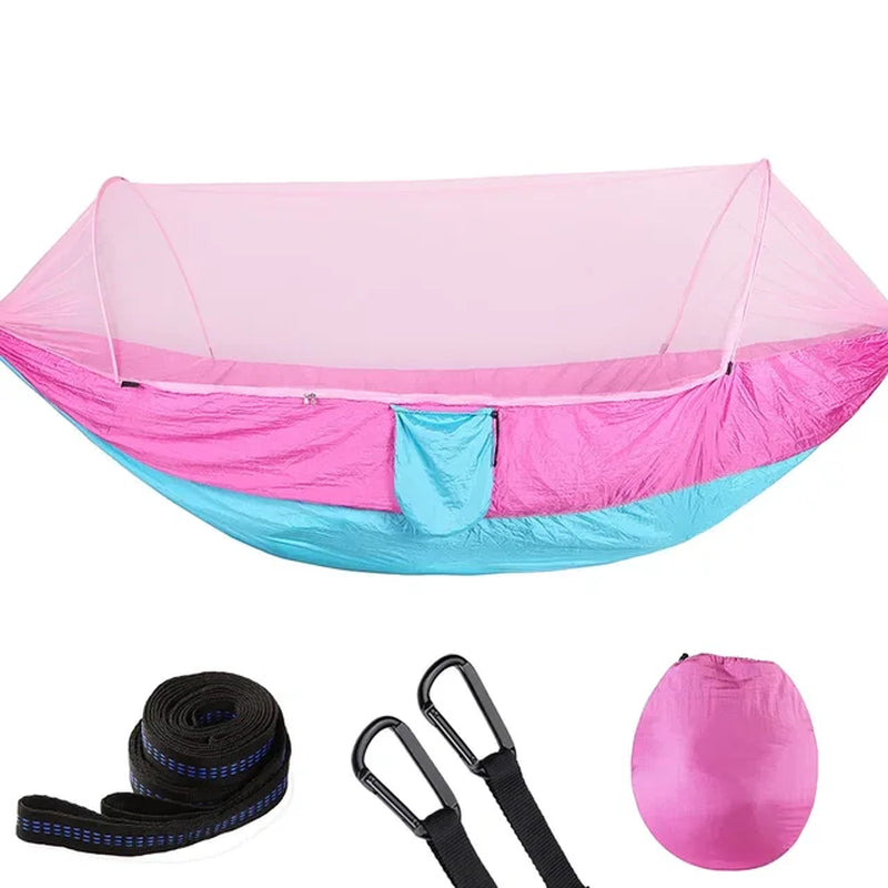 2023 Portable Camping Hammock with Mosquito Net and Pop-Up Light