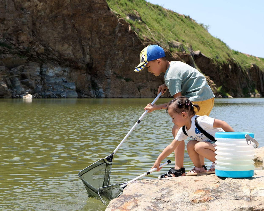 Children's Aluminum Collapsible Telescopic Fishing Net with Nylon Mesh - Ideal for Lakes and Outdoor Play